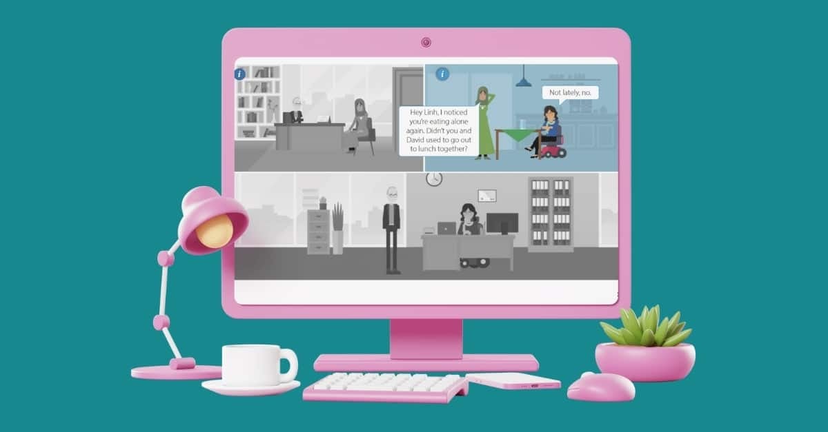 Example of graphic and visual novel design from the Building Respectful Relationships course created by PathWise for BCGEU