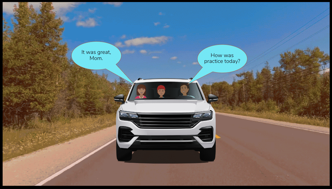 A screenshot of the animation from the kids version of the course